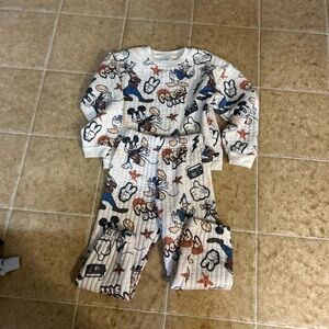 Disney Kids Matching Set - White with Black and Brown Mickey Mouse Print (worn)